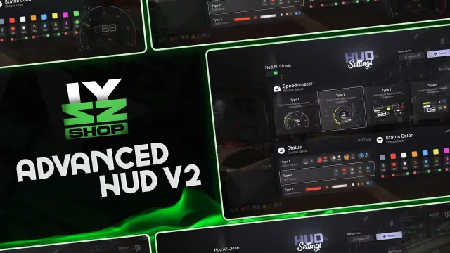 Free FiveM Advanced HUD V7 | 4 Speedometers & Custom Colors FiveM script preview