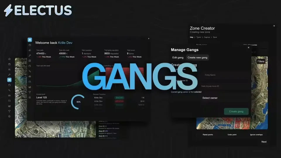 Electus Gangs: Territory Wars and Zone Control FiveM script preview
