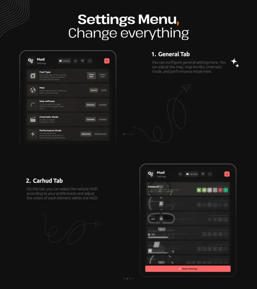 WAIS HUD V6 Customizable HUD With Car Menu FiveM script preview