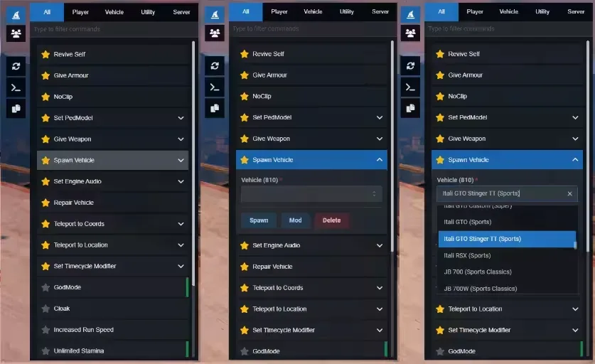 Free FiveM Admin Menu with Searchable NUI Panel FiveM script preview